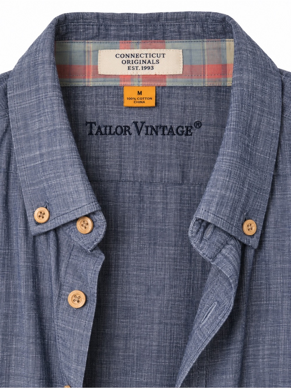 Tailor Vintage Men’s Chambray Blue Button-Down Shirt